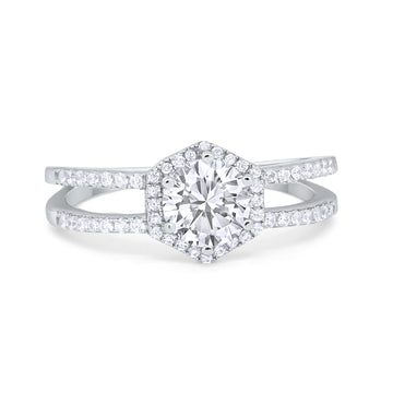 Split Shank Wedding Ring 925 Sterling Silver 6 Prong Simulated CZ